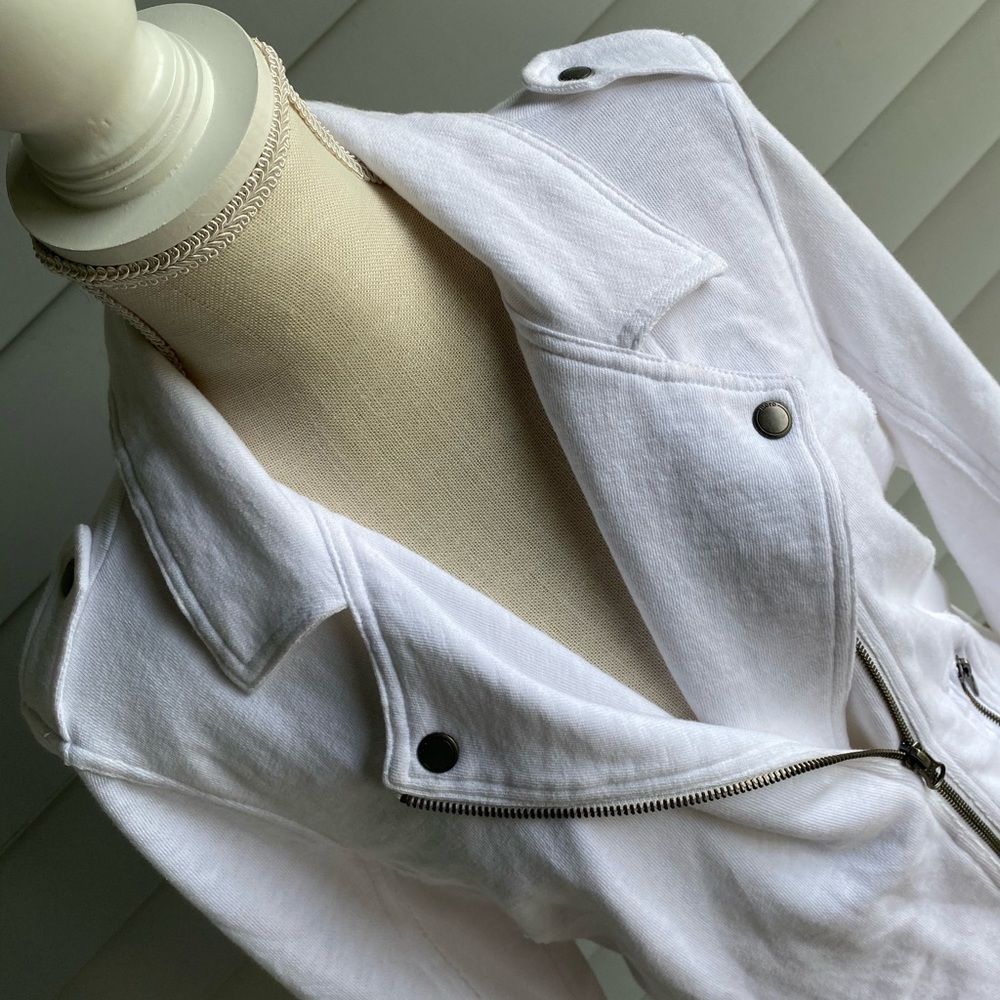 White terry biker style jacket - Picture 6 of 13